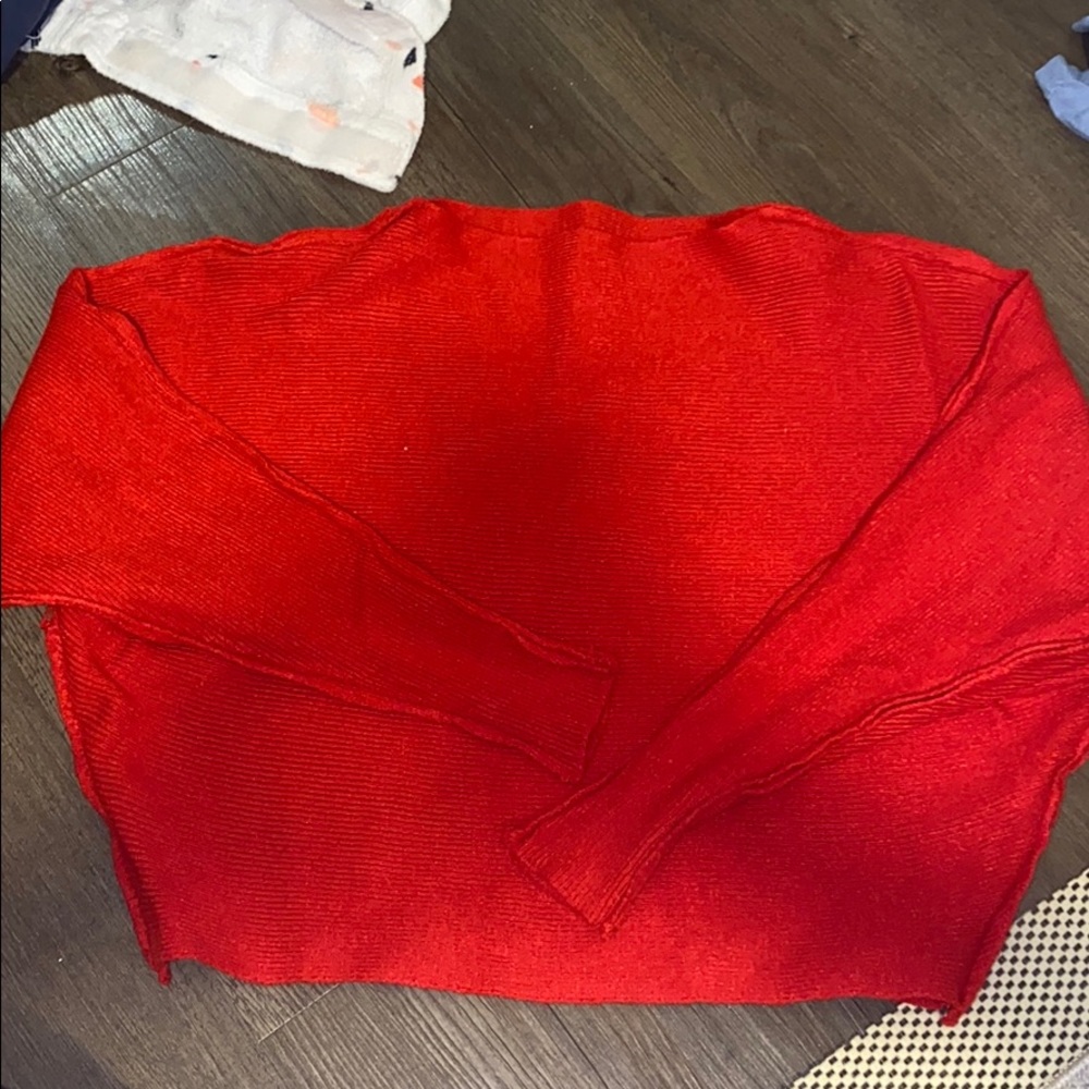 Cropped red sweater